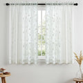 White Sheer Curtains Decorative Embroidered Leaf 54 Inches Long | Light by VISIONTEX