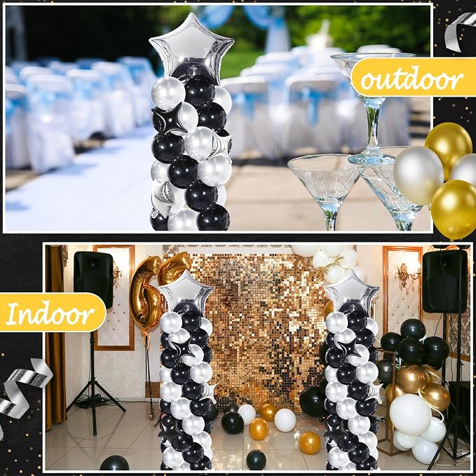 Gejoy Black Silver Balloons Column Stand Kit Adjustable Tower Stand from 1.4 to - Image 7