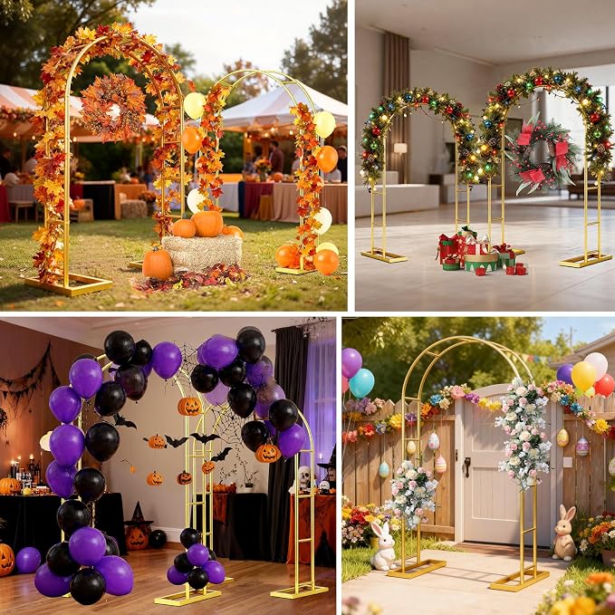 2 Pack Wedding Arch Backdrop Stand Metal Frame - Image 3