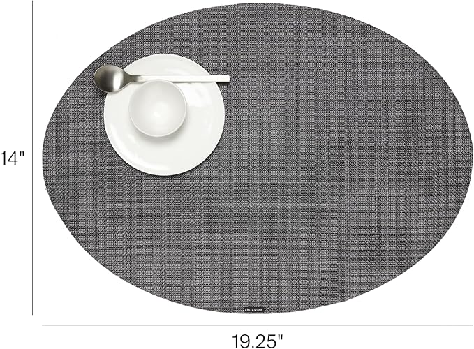 Chilewich Mini Basketweave Placemats, Woven Oval Placemats Set of 4 | Reusable - Image 2