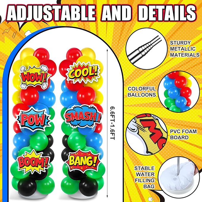 Hero Party Decorations 125 Pcs Blue Yellow Red Birthday Balloons | 2 Set - Image 3