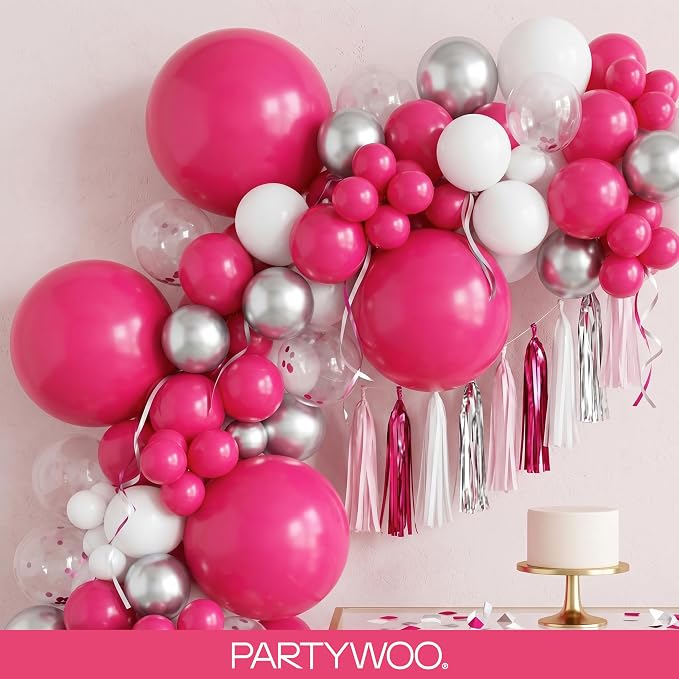 PartyWoo Hot Pink Balloons 85pcs Magenta Fuchsia Color 18 12 10 5 Inch | 18 12 - Image 8