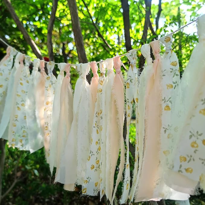 Peach Floral Chiffon Tsaasel Garland - Image 4