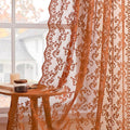 Brunt Orange Lace Curtains 63 Inch Length 2 Panels Set by FOLKSIDEHomeDecoration