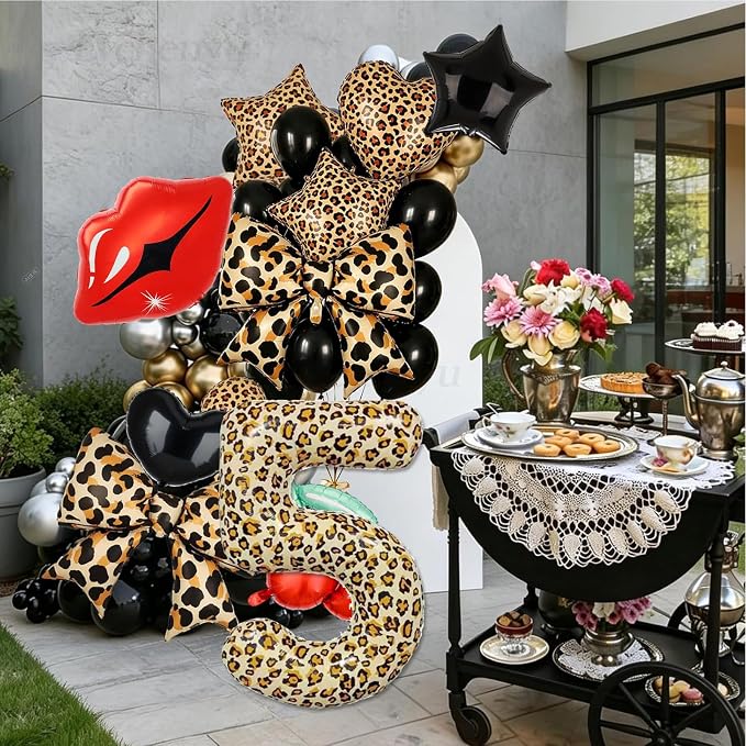 40Inch Large Leopard Print Number 2 Foil Balloons Cheetah 2nd Wild One First - Image 7