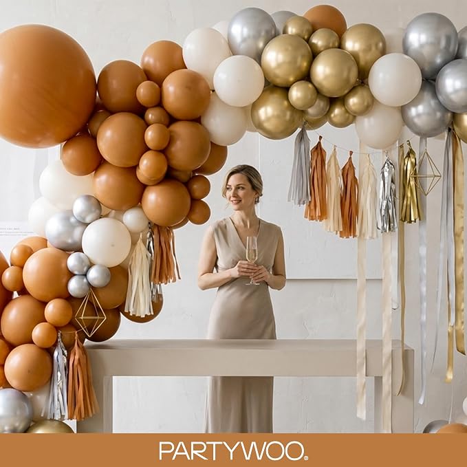 PartyWoo Boho Neutral Light Brown Balloons 100pcs Coffee Color | 18 12 10 5 - Image 9