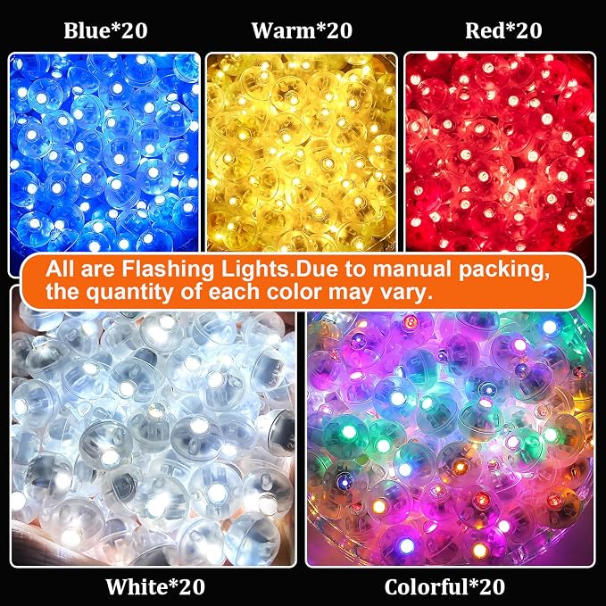 100PCs Mini Led Lights, Flash Led Balloons Light 5 Colors - Image 2