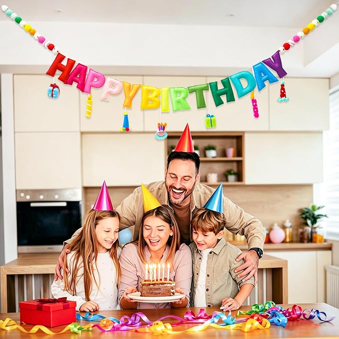 Pre-Strung Happy Birthday Banner, Felt Birthday Garland - Image 8