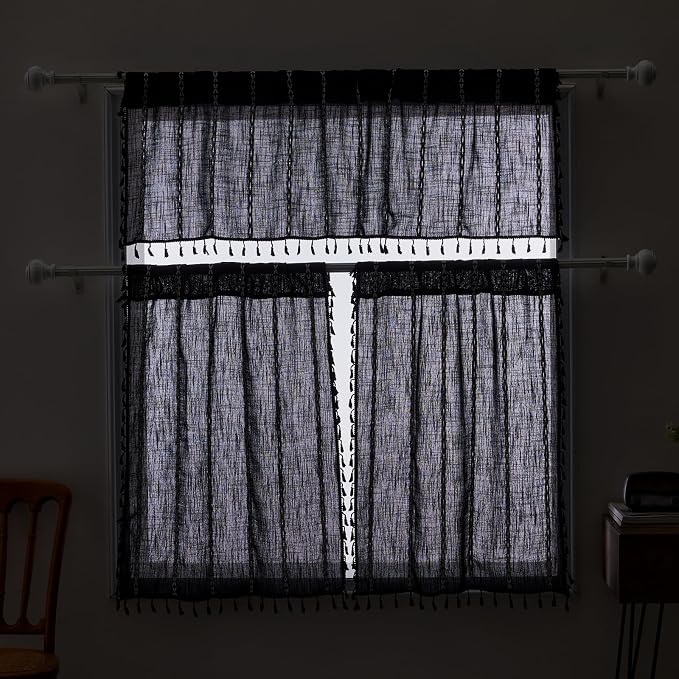 RoomTalks Black Boho Kitchen Valances - Image 3