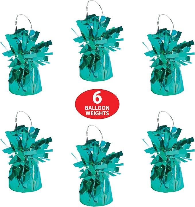 Beistle Metallic Wrapped Balloon Weight – 6 Pack, Turquoise Balloon Centerpiece - Image 4
