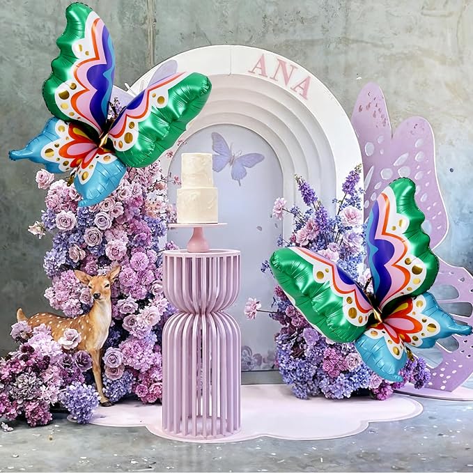 44" Giant Rainbow Butterfly Foil Balloons, Big Multicolor Butterfly Inflatable - Image 7