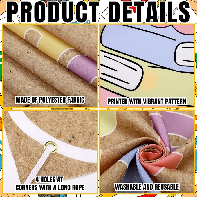 Tudomro Kraft Pastel Banner Back to School Backdrop Decor 71 x 35 Inch Kraft - Image 6