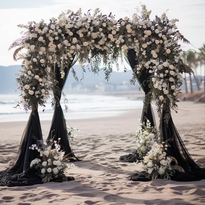 Black Wedding Arch Draping Fabric Backdrop Drapes Sheer 28.7"x 20FT | Sheer - Image 7