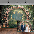 5x4ft Enchanted Forest Wedding Photography Backdrop Wonderland Roses Fairy Tale Backdrop Pink Flower Birthday Newborn Baby Shower Wedding Bridal Party Banner Photo Booth Props Anniversary Background