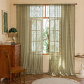 YJ YANJUN Boho Lace Curtains, Sage Green Sheer Window Panels | Geometric by YJYANJUN
