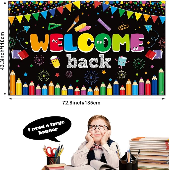 Tatuo Welcome Back to School Banner First Day of School Backdrop Banner Large - Image 2