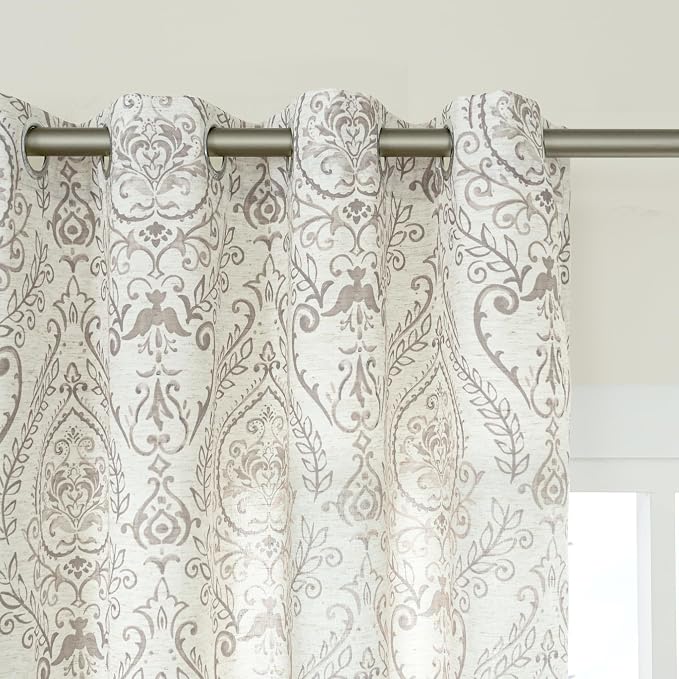Linen Curtains 78 inch Length for Living Room, Linen Printed Curtains Grommet - Image 9
