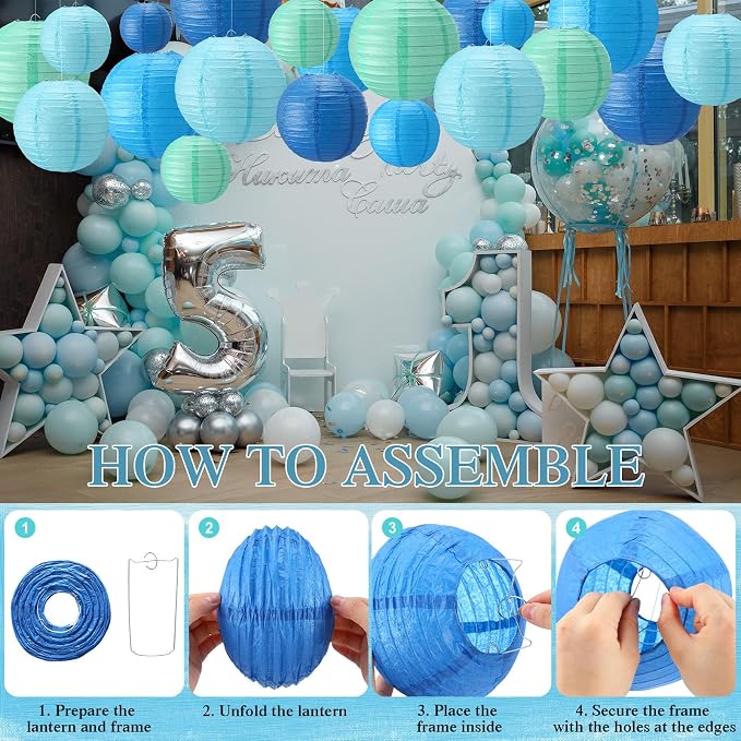 Treela 48 Pcs Paper Lanterns Party Decorations Chinese Lanterns Round Paper - Image 2