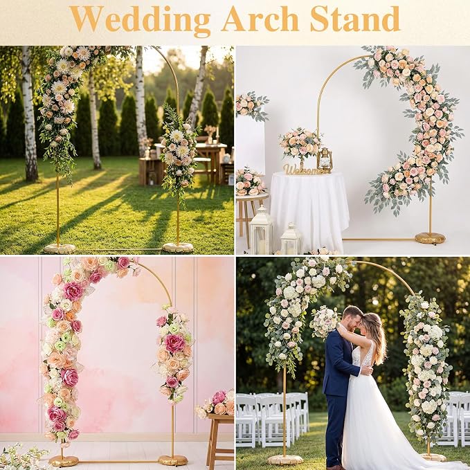Frienda Gold Wedding Photo Arch Backdrop Stand Balloon Arch Stand - Image 4