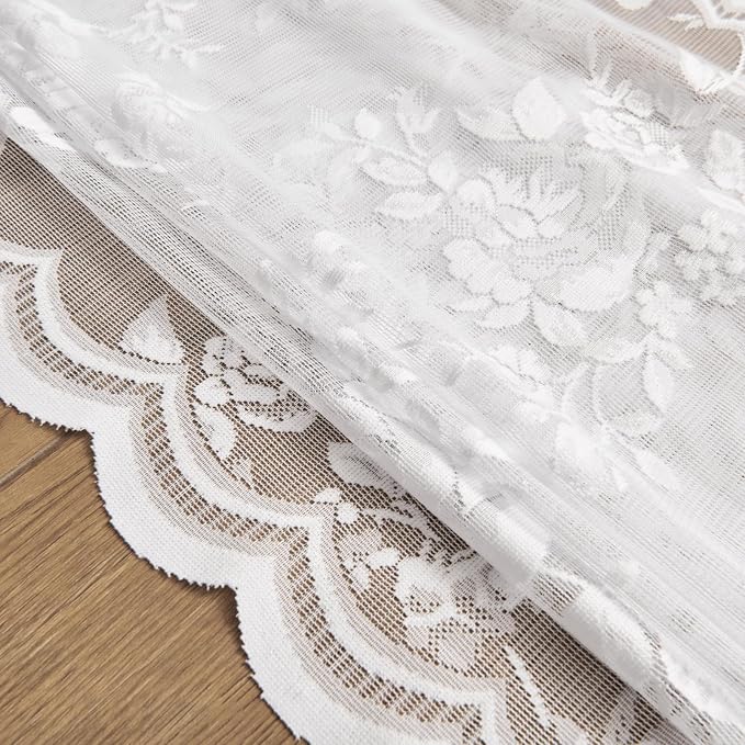 White Lace Cafe Curtains 24 Inch Length 2 Panels Set - Image 7