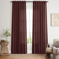 Reddish Brown Linen Curtains 84 Inch Length 2 Panels Set by Nanspring