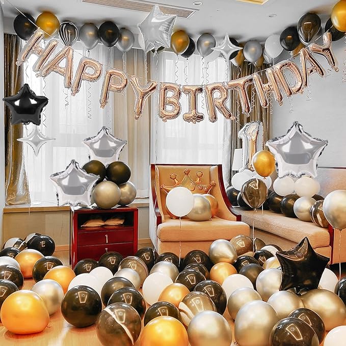 CANREVEL Happy Birthday Banner Decorations + 12Pcs Star Balloons, - Image 5