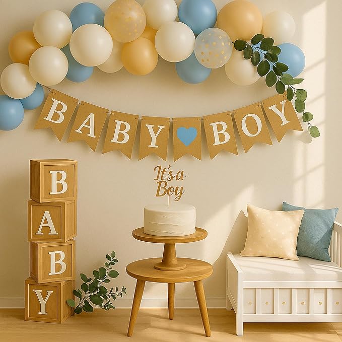 Baby Boy Banner for Party Decorations – It’s a Boy Sign, Rustic Garland - Image 7