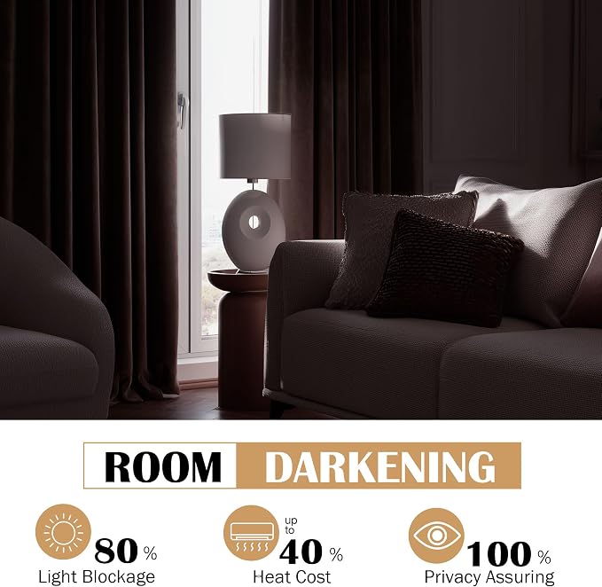 Beauoop Coffee Brown Velvet Curtains - Image 4