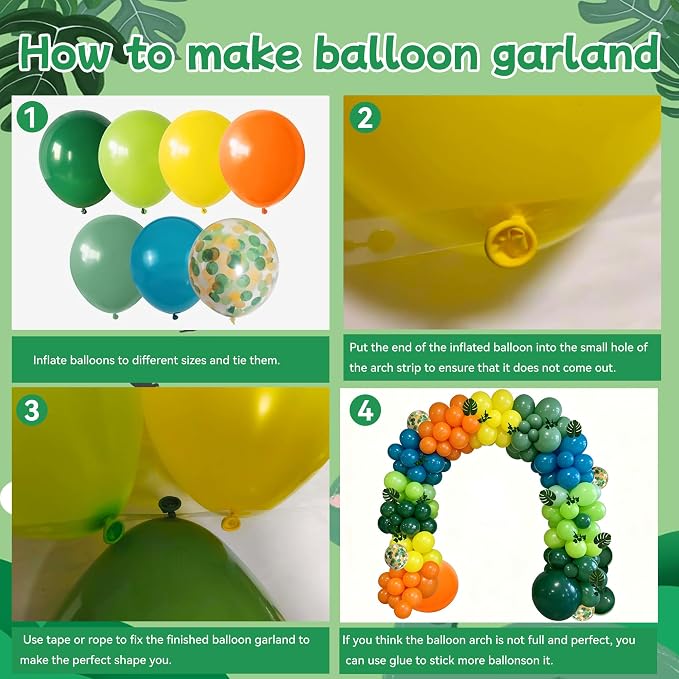 142pcs Dinosaur Balloon Arch Kit, Birthday Shower Party Decor - Image 4