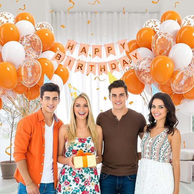 60pcs Orange and White Balloons 12inch - Image 4