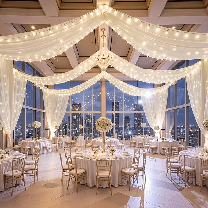 6 Panels Beige Ceiling Curtains by Unknown