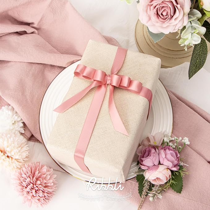 Ribbli Rose Gold Satin Ribbon Double Faced Satin 1/2 inch x Continuous 50 - Image 2