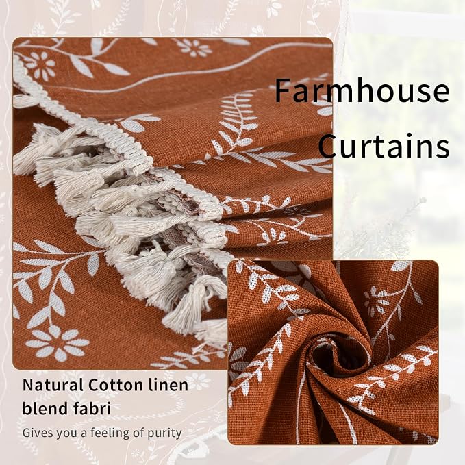 Schweek Boho Curtains for Living Room 72 Inches Long 2 Panels Terracotta | - Image 5