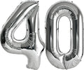 FIROMI 40 Number Balloons Silver Big Foil Mylar 40th Balloon Numbers 40inch | by Firomi