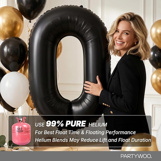 PartyWoo Number Balloons 40 Inch Black Number 30 Kit 33pcs - Image 5