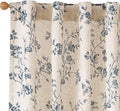 Extra Long Blue Vintage Floral Linen Curtains Farmhouse 2 Panels | Elisa by Lazzzy