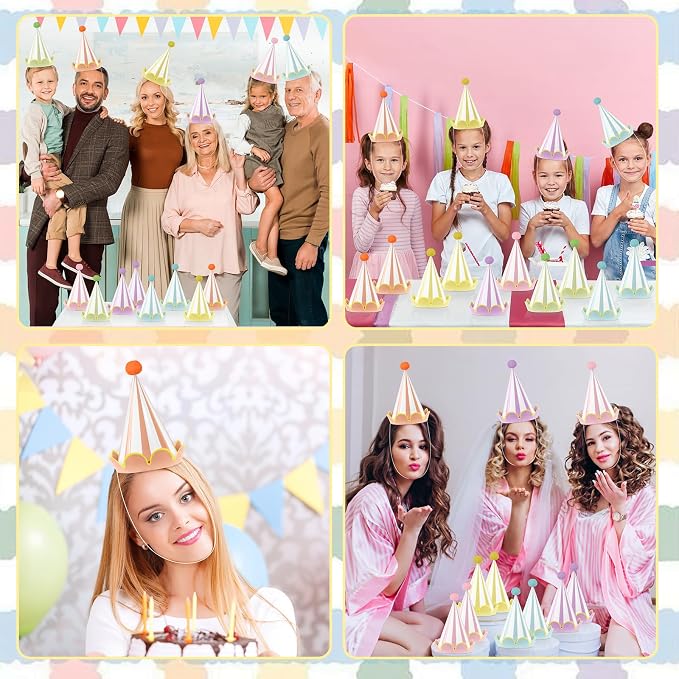 24pcs Pastel Birthday Party Hats - Image 6