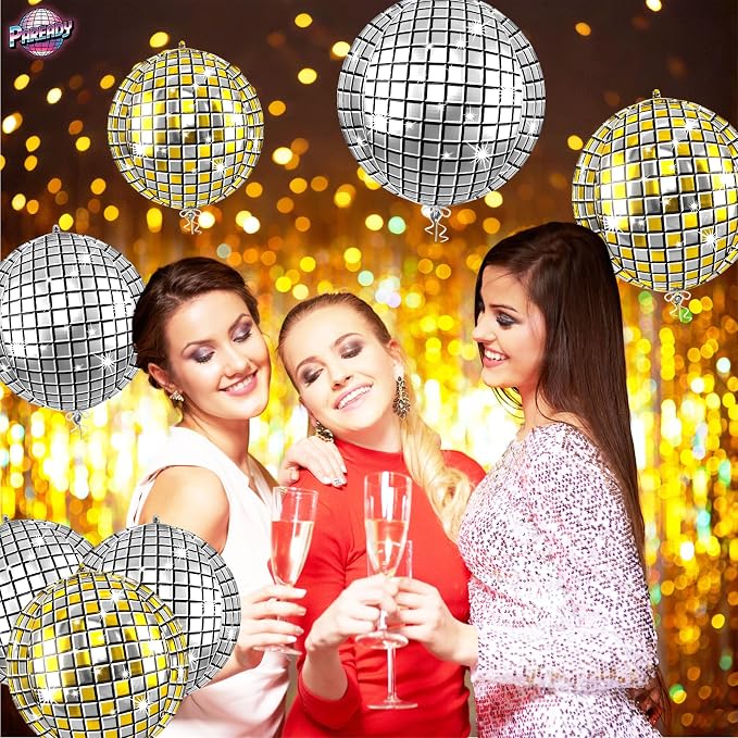 6pcs 22 Inch Gold and Silver Disco Ball Balloons - Image 7