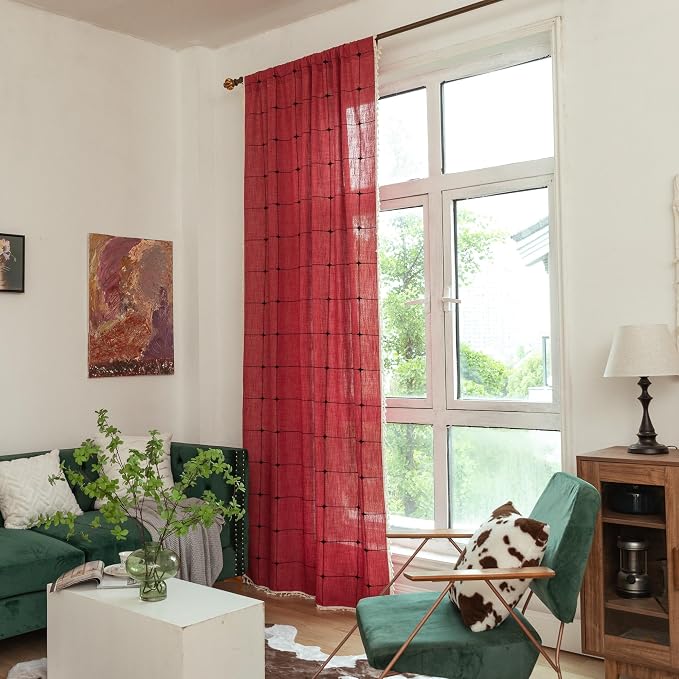 Sutuo Home Boho Curtain for Bedroom 84 Inch Length, Linen Light Filtering - Image 2