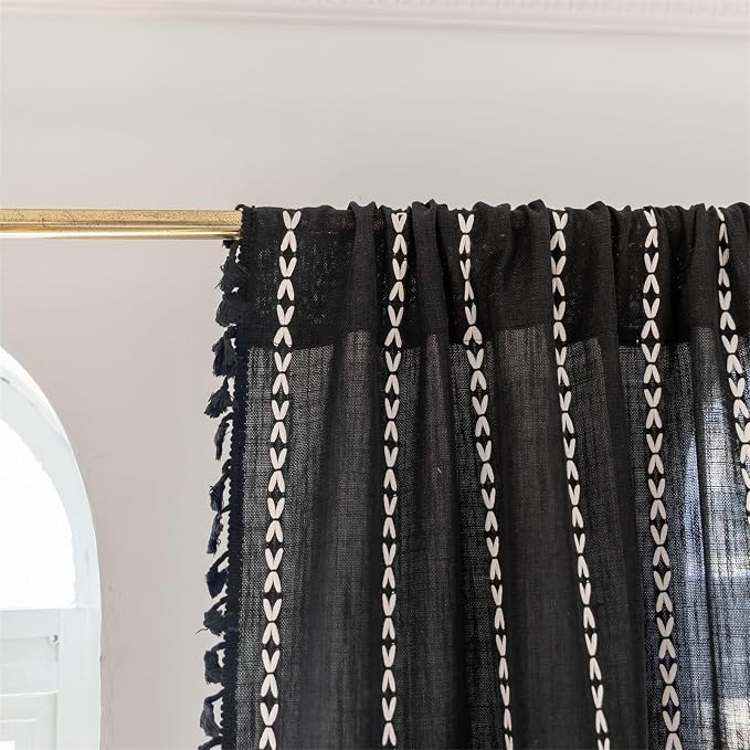 RoomTalks Black Boho Farmhouse Curtains - Image 8