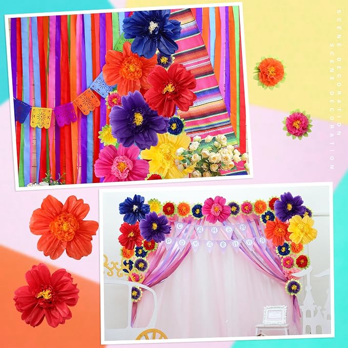 TaoBary Large Colorful Tissue Paper Flowers Giant Fiesta Paper Pom Poms - Image 7