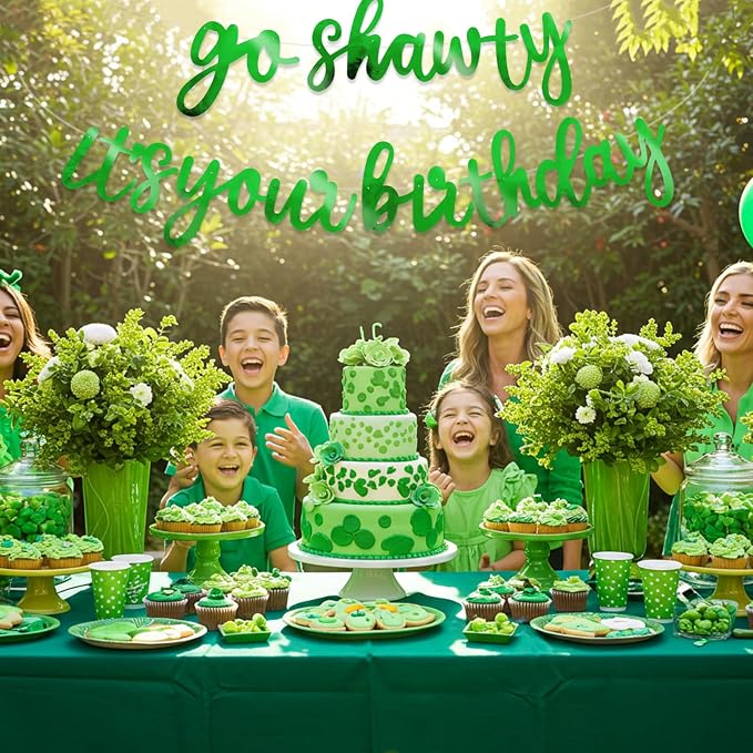 BEISHIDA Bright Green Pre-Strung Go Shawty It's Your Birthday Banner Decor | - Image 5