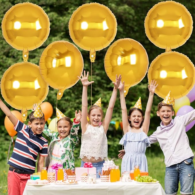 20 Pcs Gold Round Shaped Balloons, 18 Inch Round Foil Balloon, Giant Round - Image 6