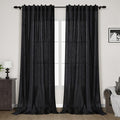 Linen Black Curtains 145 inch Extra Long by Nanspring