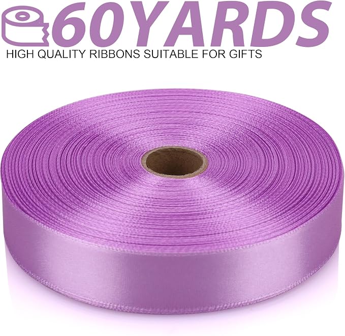 7/8 Inch 60 Yards Lilac Purple Satin Craft Ribbon-Single Face Polyester Ribbon - Image 2