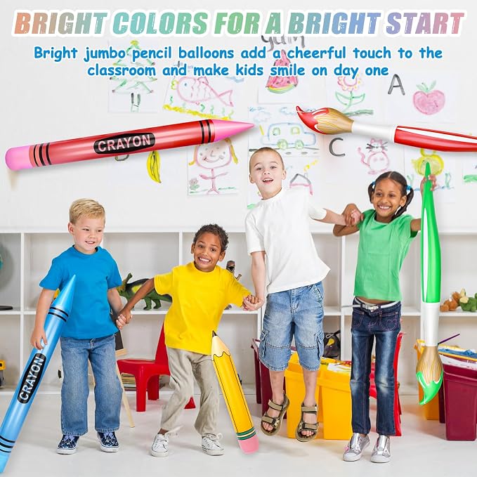 SAYAYA 16 Pcs Large Inflatable Pencil Balloons Set Jumbo Inflatable Crayons - Image 5