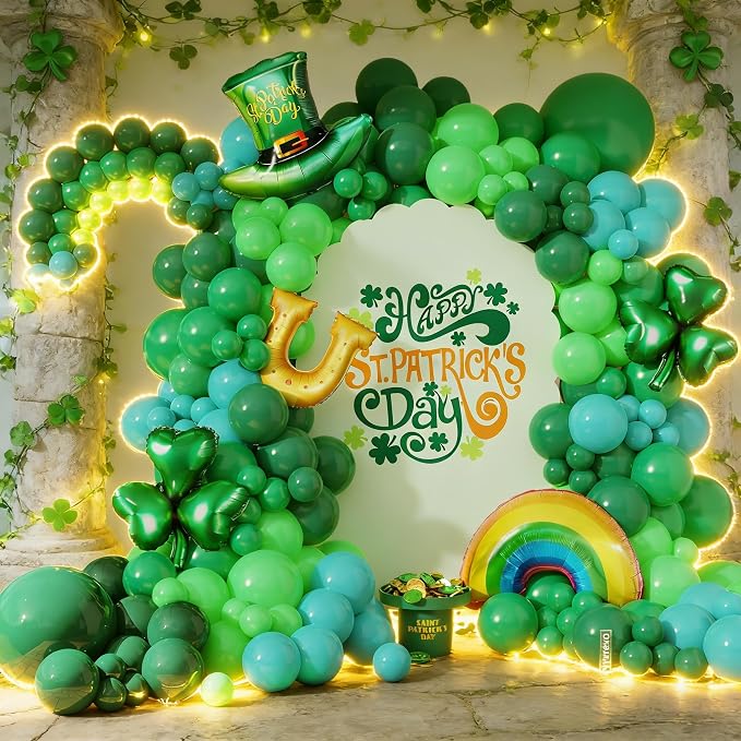 160Pcs St Patricks Day Green Balloons Arch Garland Kit | Lucky Shamrock - Image 3