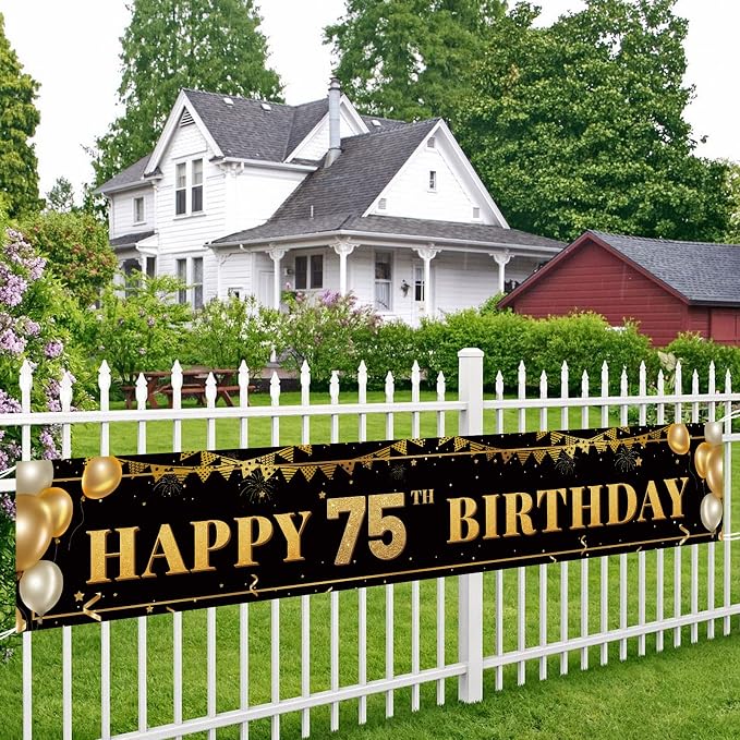 Large Happy 75th Birthday Decoration Banner, 75th Birthday Party Decorations - Image 5