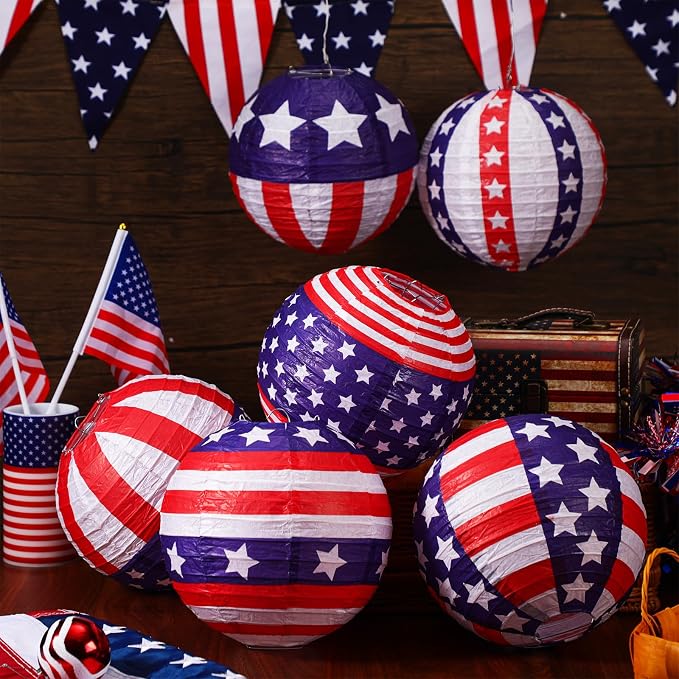 Panelee 12 Pcs Patriotic Hanging Paper Lanterns 4th of July Party Decorations - Image 4