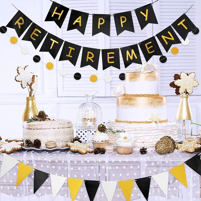 Happy Retirement Banner Assembled GAGAKU Black and Gold Retirement Party - Image 4